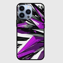 Чехол для iPhone 13 Pro Чёрно-фиолетово-белая абстракция, цвет: 3D-черный