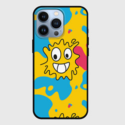 Чехол для iPhone 13 Pro Абстрактный узор с забавной желтой кляксой, цвет: 3D-черный