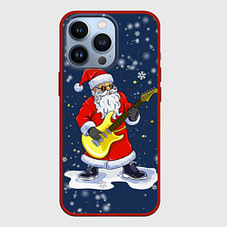 Чехол для iPhone 13 Pro Новогодний музыкант дед мороз, цвет: 3D-красный