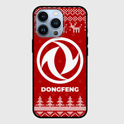 Чехол для iPhone 13 Pro Новогодний Dongfeng с оленями, цвет: 3D-черный
