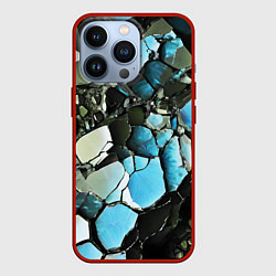 Чехол для iPhone 13 Pro Чёрно-синий камень, цвет: 3D-красный