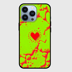 Чехол для iPhone 13 Pro Сердечко на кислотном фоне, цвет: 3D-черный