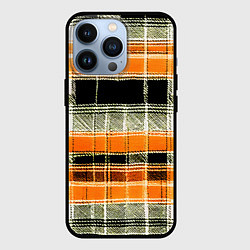 Чехол для iPhone 13 Pro Белые полосы на чёрно-жёлтом фоне, цвет: 3D-черный