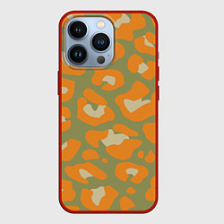 Чехол для iPhone 13 Pro Рыже-зеленый леопардовый, цвет: 3D-красный