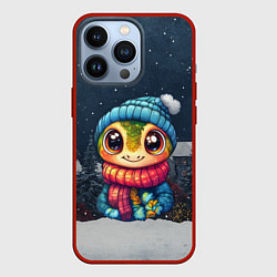 Чехол для iPhone 13 Pro Новогодняя змейка с большими глазами, цвет: 3D-красный