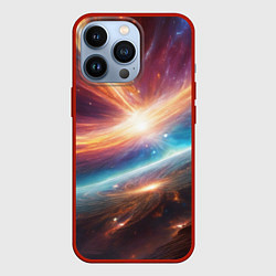 Чехол для iPhone 13 Pro Столкновение двух галактик, цвет: 3D-красный