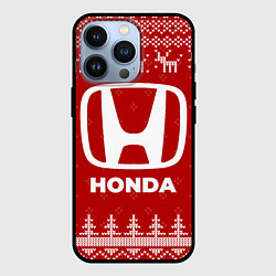 Чехол для iPhone 13 Pro Новогодний Honda с оленями, цвет: 3D-черный