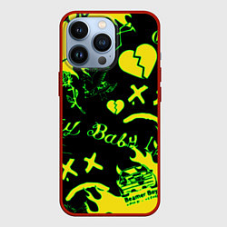 Чехол для iPhone 13 Pro Lil Peep кислотные автографы, цвет: 3D-красный