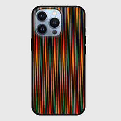 Чехол для iPhone 13 Pro Красно-зелёный полосатый, цвет: 3D-черный