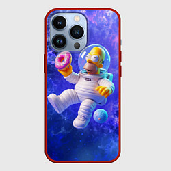 Чехол для iPhone 13 Pro Homer Simpson is a brave astronaut, цвет: 3D-красный