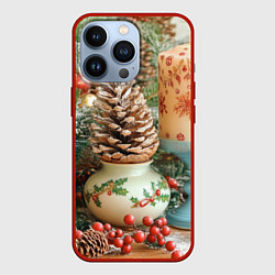 Чехол для iPhone 13 Pro Новогодняя атрибутика, цвет: 3D-красный