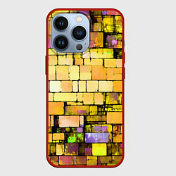 Чехол для iPhone 13 Pro Жёлтые кирпичики, цвет: 3D-красный