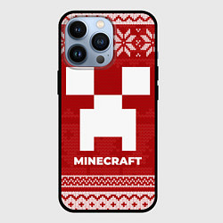 Чехол для iPhone 13 Pro Новогодний Minecraft, цвет: 3D-черный