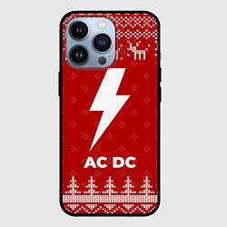 Чехол для iPhone 13 Pro Новогодний AC DC с оленями, цвет: 3D-черный