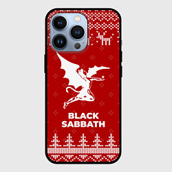 Чехол для iPhone 13 Pro Новогодний Black Sabbath с оленями, цвет: 3D-черный