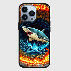 Чехол для iPhone 13 Pro Акула в огненом колодце, цвет: 3D-черный
