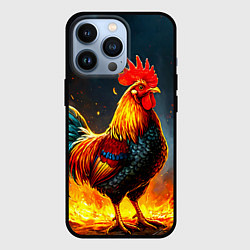Чехол для iPhone 13 Pro Петух в огне, цвет: 3D-черный