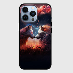 Чехол для iPhone 13 Pro Любовь волка и волчицы, цвет: 3D-черный