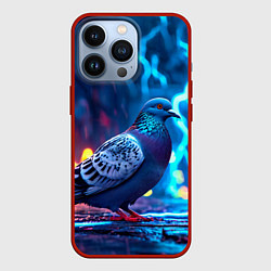 Чехол для iPhone 13 Pro Голубь и разряды молний, цвет: 3D-красный