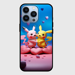 Чехол для iPhone 13 Pro Влюбленные Пикачу, цвет: 3D-черный