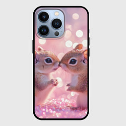 Чехол для iPhone 13 Pro Белочки целуются, цвет: 3D-черный