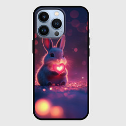 Чехол для iPhone 13 Pro Зайчик держит сердечко, цвет: 3D-черный