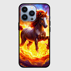 Чехол для iPhone 13 Pro Лошадь в огне, цвет: 3D-черный