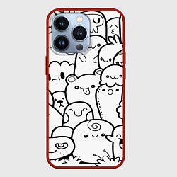Чехол для iPhone 13 Pro Doodle monsters, цвет: 3D-красный
