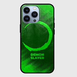 Чехол для iPhone 13 Pro Demon Slayer - green gradient, цвет: 3D-черный