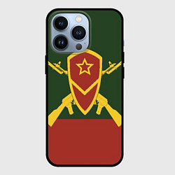 Чехол для iPhone 13 Pro Мотострелковые войска: герб со щитом, цвет: 3D-черный