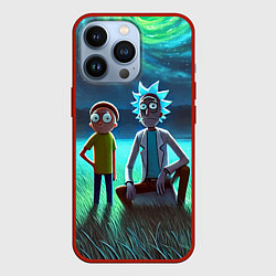 Чехол для iPhone 13 Pro Рик и Морти на поляне - нейроарт, цвет: 3D-красный