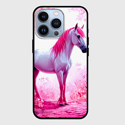 Чехол для iPhone 13 Pro Белая лошадь с розовой гривой, цвет: 3D-черный