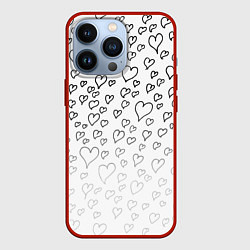 Чехол для iPhone 13 Pro Рисованные сердца, цвет: 3D-красный
