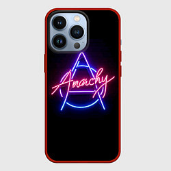 Чехол для iPhone 13 Pro Анархия - неоновое свечение, цвет: 3D-красный