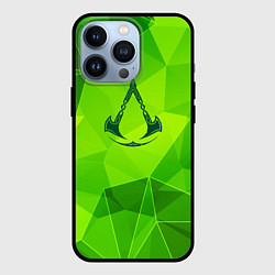 Чехол для iPhone 13 Pro Assassins Creed green poly, цвет: 3D-черный