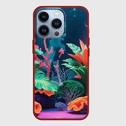 Чехол для iPhone 13 Pro Морские растения, цвет: 3D-красный