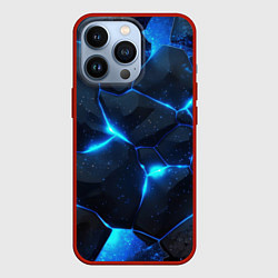 Чехол для iPhone 13 Pro Неоновый синий свет из плит, цвет: 3D-красный