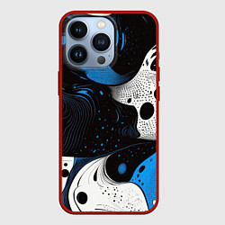 Чехол для iPhone 13 Pro Белые и синие мазки краски, цвет: 3D-красный