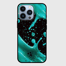 Чехол для iPhone 13 Pro Голубая краска и капли, цвет: 3D-черный