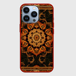 Чехол для iPhone 13 Pro Черно-оранжевые узоры, цвет: 3D-красный