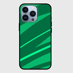 Чехол для iPhone 13 Pro Зелёный абстракция с полосами, цвет: 3D-черный