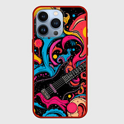 Чехол для iPhone 13 Pro Psychedelic abstract guitar, цвет: 3D-красный