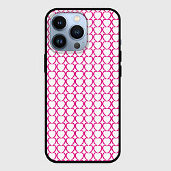 Чехол для iPhone 13 Pro Контурный паттерн соединённые сердца, цвет: 3D-черный