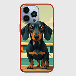 Чехол для iPhone 13 Pro Такса и лето, цвет: 3D-красный