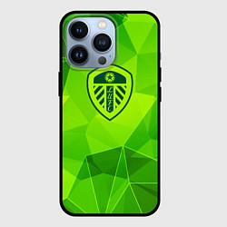 Чехол для iPhone 13 Pro Leeds United green poly, цвет: 3D-черный