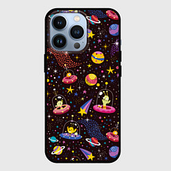 Чехол для iPhone 13 Pro Мультяшные космические обитатели, цвет: 3D-черный