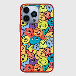 Чехол для iPhone 13 Pro Милые монстрики пришельцы, цвет: 3D-красный