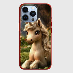 Чехол для iPhone 13 Pro Единорожка кофейного цвета, цвет: 3D-красный
