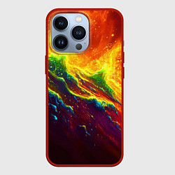 Чехол для iPhone 13 Pro Абстрактные волны с огнем, цвет: 3D-красный