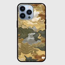 Чехол для iPhone 13 Pro Золотистый камуфляж, цвет: 3D-черный